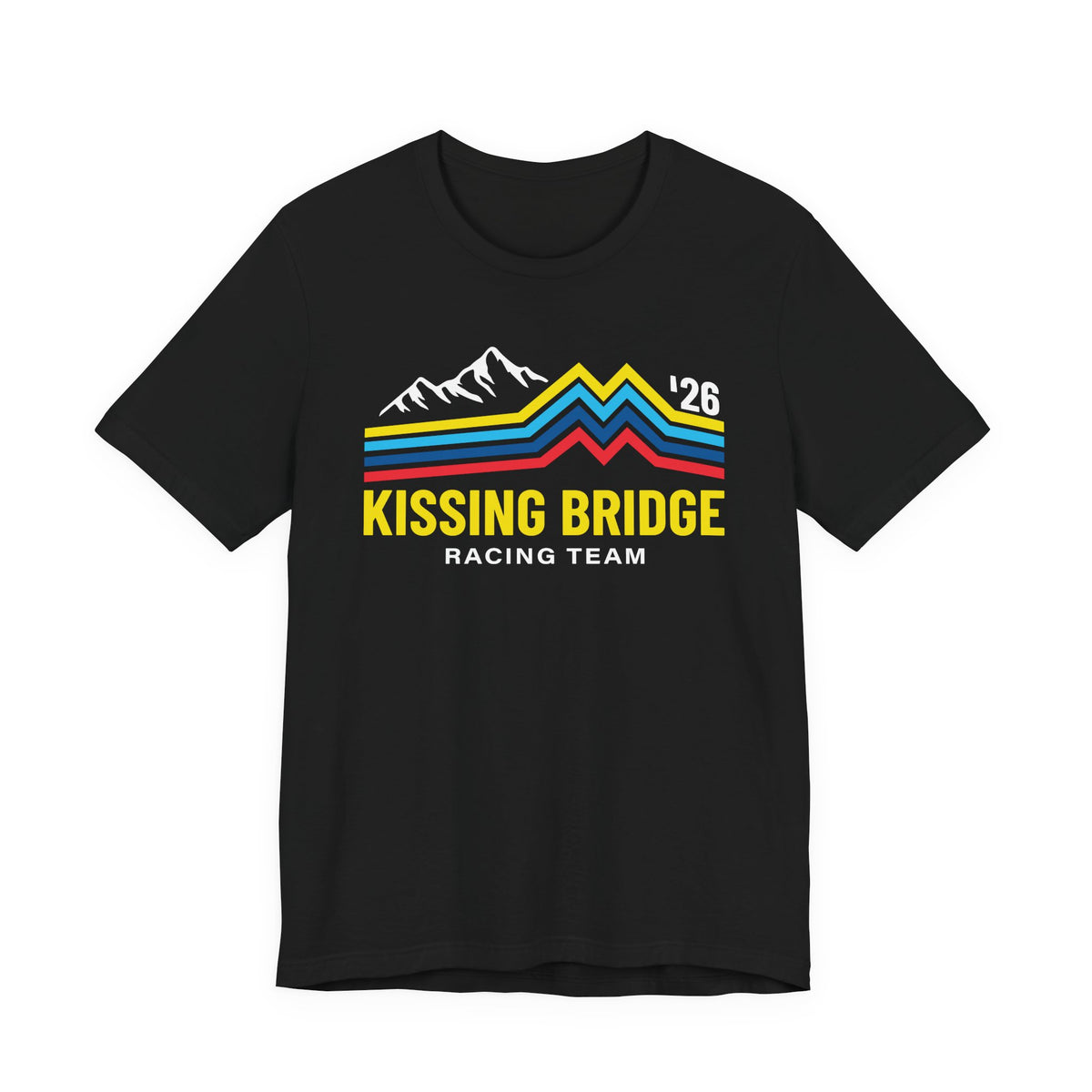 Kissing Bridge Racing Team Retro Mountain Stripes '26 – Adult Tee