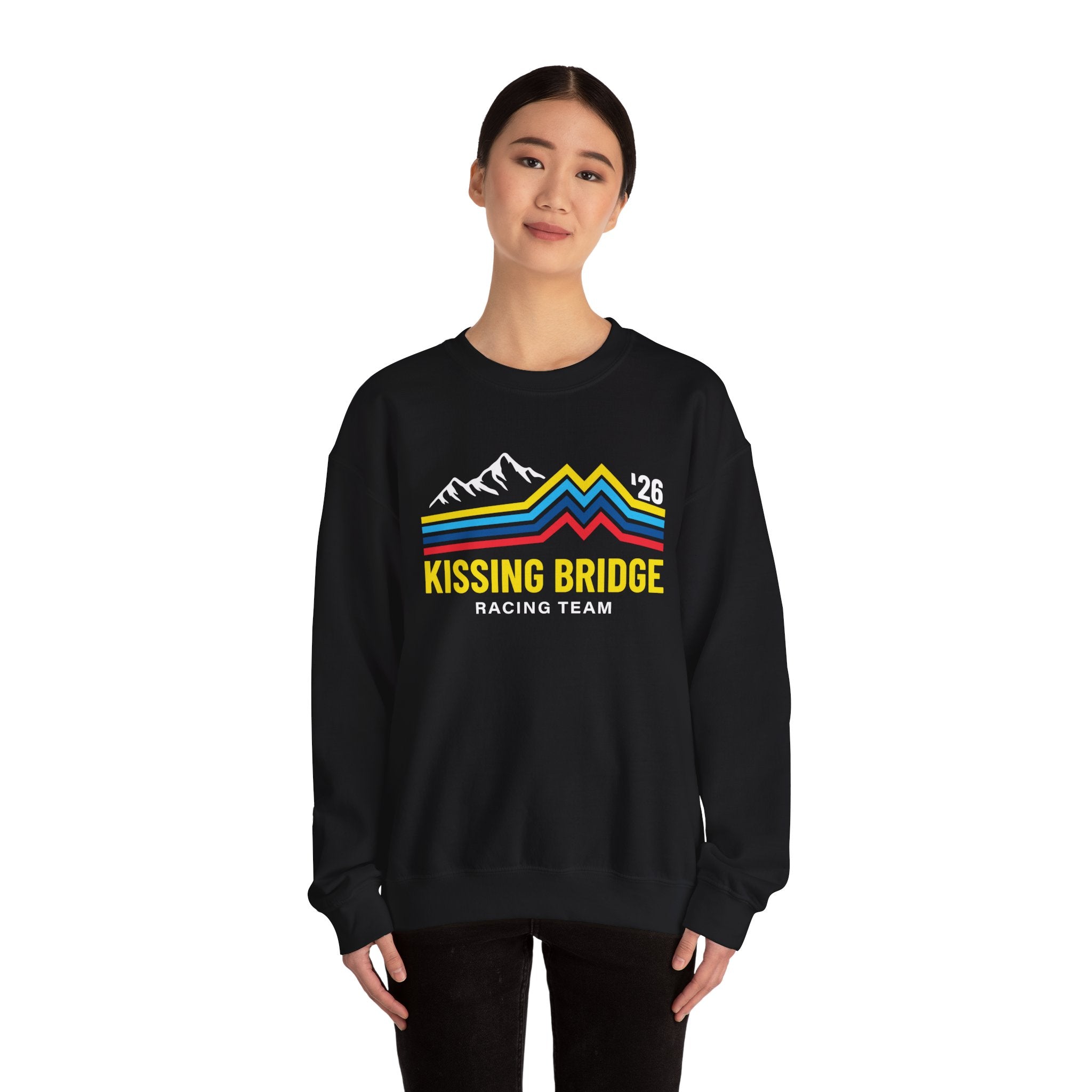 Kissing Bridge Racing Team | Retro Mountain Stripe '26 — Adult Sweatshirt