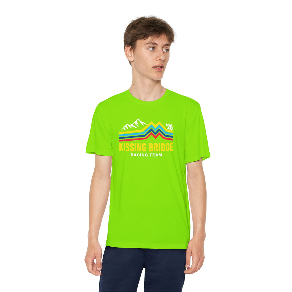 Kissing Bridge Racing Team | Retro Mountain Stripe '26 — Youth Racing Tee