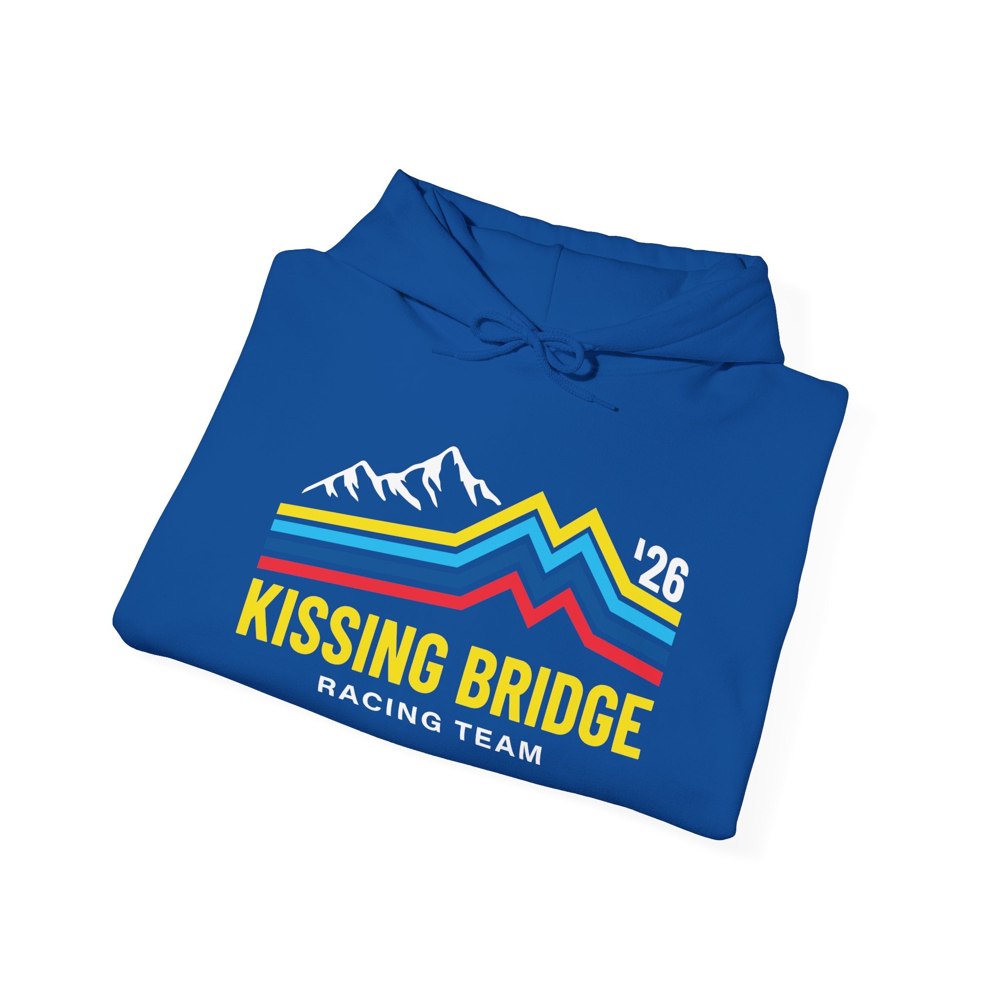 Kissing Bridge Racing Team | Retro Mountain Stripe '26 — Adult Hoodie